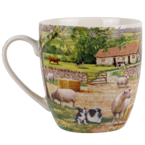 Juego de 2 tazas de China de la colección Leonardo Collie y ovejas escena de granja caja de regalo - Imagen 4 de 6