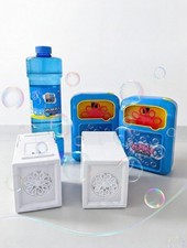 Kids Bubble Machine Set - 4x Automatic Blowers Refill Solution Extras