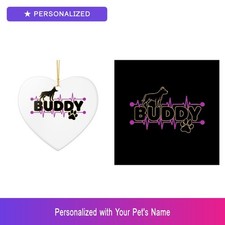 Custom Pitbull Pit Bull Paw Print Set of 2 Ornament Personalized Pet Name