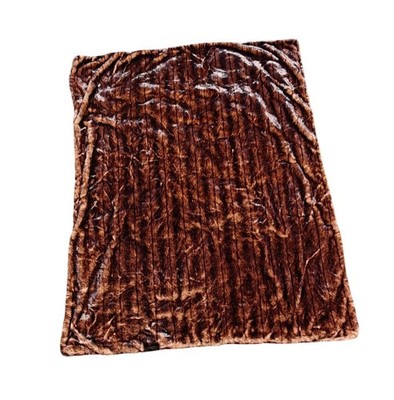 Dennis Basso Tiger Mills Animal Print Faux Fur Throw Blanket Black Brown 64''x53''