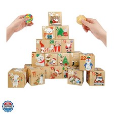 24 Pcs DIY Christmas Advent Calendar Boxes for 2024, 24 Days Countdown Calend...