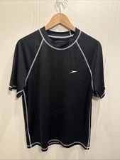 Speedo Rash Guard Swim Shirt Mens M Black UPF 50 Stretch Performance Pool Beach
