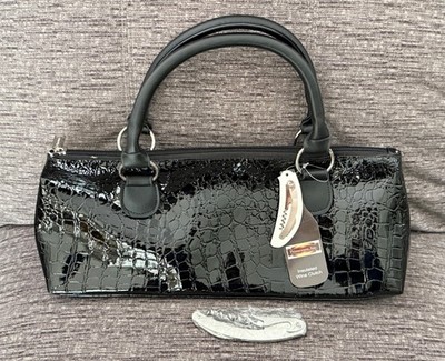 Primeware Black Croc Insulated Wine Clutch Shoulder Purse w Corkscrew NWT