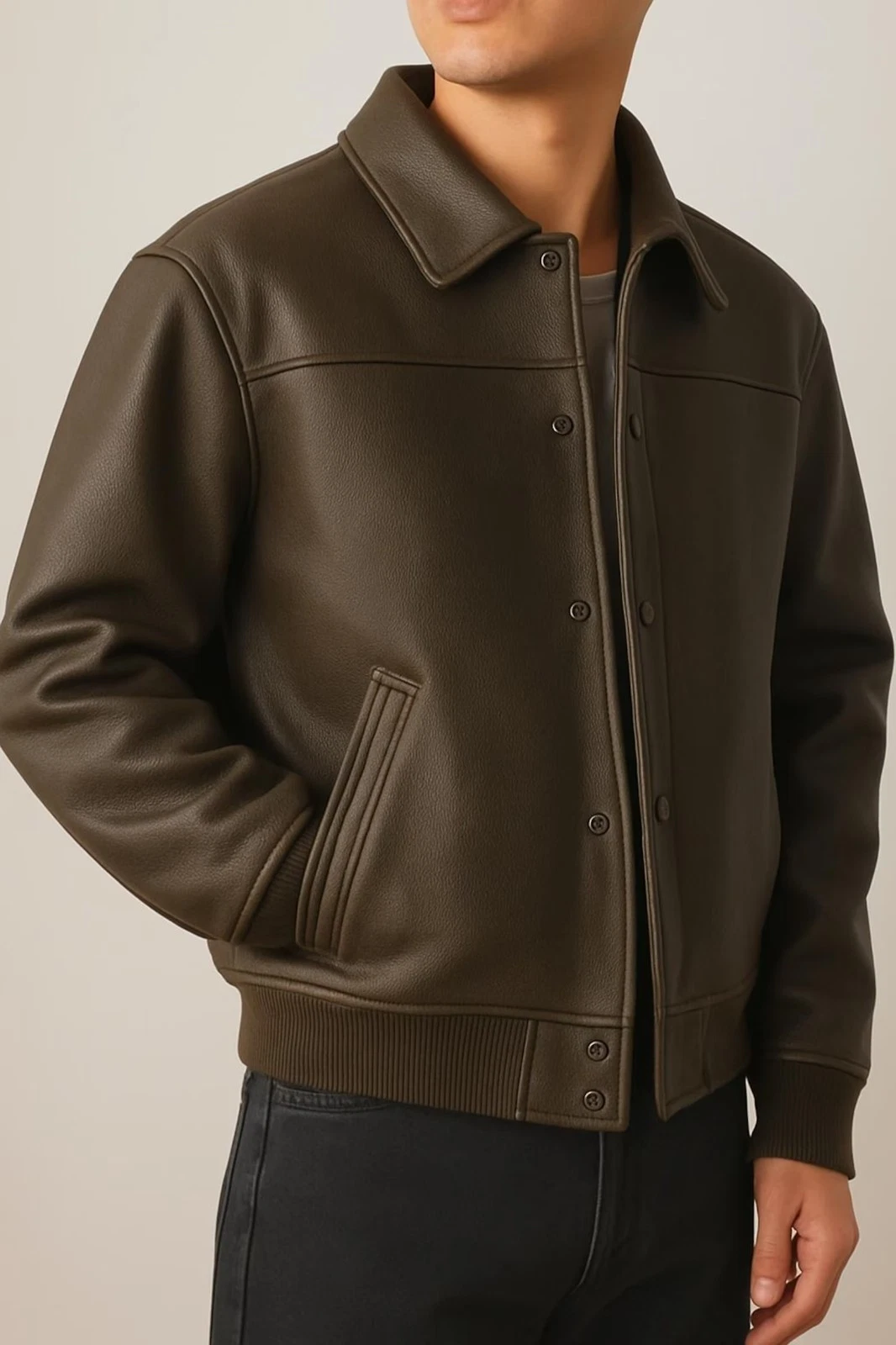 Men's Real Leather Bomber Jacket Dark Brown Vintage Flight Coat S M L XL XXL