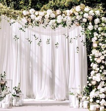 White Backdrop Curtain Chiffon Backdrop 10ft x 10ft Sheer Backdrop for Weddin...