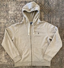 Vintage 90s Polo Ralph Lauren Full Zip Hoodie Sand Taupe SZ L Sweatshirt