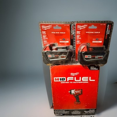 Milwaukee M18 FUEL  Brushless Impact Wrench 2967-20 w/ TWO m18 XC 5.0 batteries 