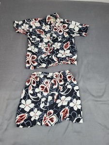 Hilo Hattie Hawaiian Shirt Shorts Set Kids 4T Black Lightweight Vacation Cruise