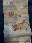 Luxury Japanese Kimono Fabric Silk Sash Belt, Birds with floral motifs, Silver/g — photo 2