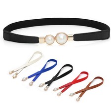 Womens Belt Stretch Elastic Skinny Waist Ladies Dress Waistband Metal Buckle