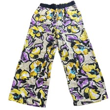 Anthropologie Maeve Embossed Floral Wide Leg Pants High Waist Palazzo Culotte L