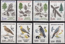 Lot 8 timbres FRANCE neufs FAUNE  FLORE 1984 1985 Y&T 2337 à 2340 et 2384 à 2387