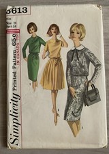 Vtg 1964 Simplicity 5613 Miss Size 14 Bust 34 Uncut FF 1 Pc Dress With 2 Skirts