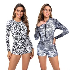 Women's Long Sleeve Swimwear Rash Guard UV Protection One Piece Surfing Swimsuit