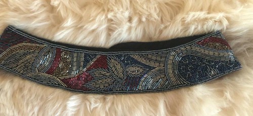WOMEN'S SOFT WAIST BELT JEROMES MS MULTICOLORED SEQUINS 24 - 26" WAIST - Picture 2 of 7