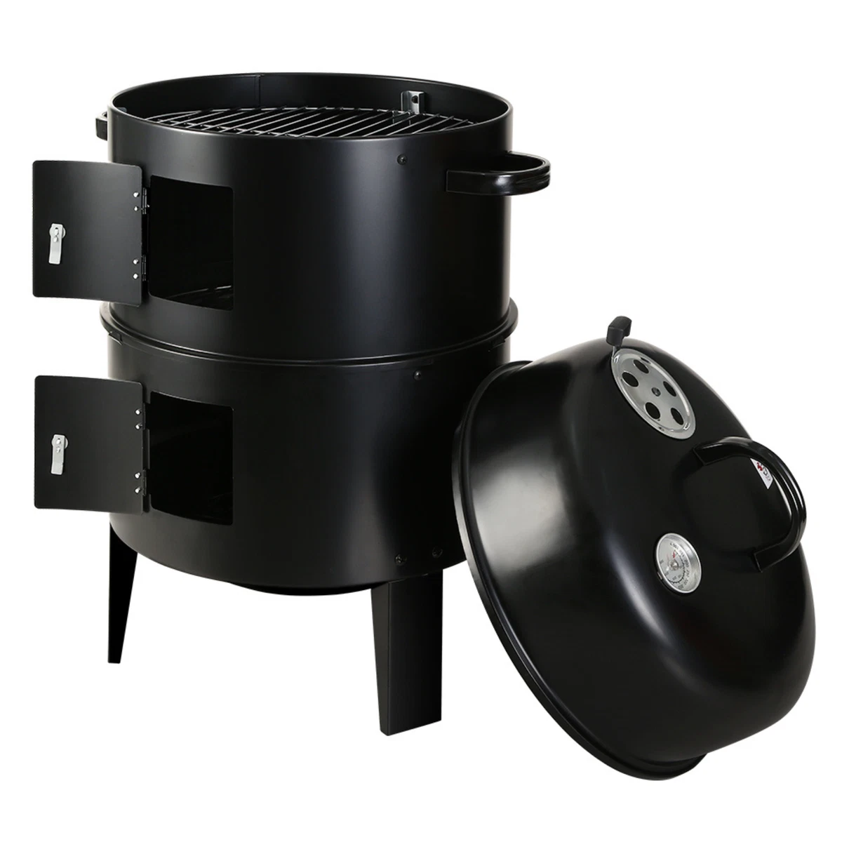 Grillz 3in1 Charcoal BBQ Grill Smoker Portable Outdoor Roaster Steel Camping New