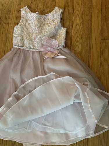 RARE EDITIONS GIRLS Fancy Occasion DRESS Size 8 Peach Blush Sparkle - Picture 5 of 5