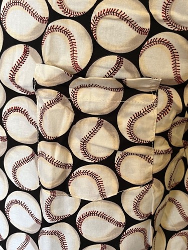 Baseballs V neck medical scrub top Unisex size large short sleeve - Picture 6 of 11