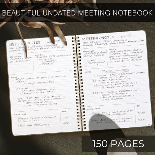 Simplified Meeting Notebook For Work Organization - Easily Take Notes And Green - Bild 2 von 7