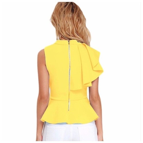 Side Ruffle Stretch Peplum Multiple Colors Blouse Top H15 | eBay
