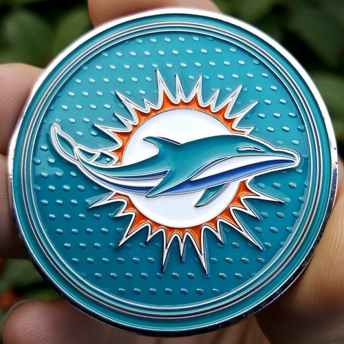 PREMIUM NFL Miami Dolphins Poker Card Guard Chip Protector Golf Marker Münze NEU - Bild 1 von 3