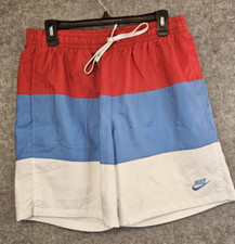 Nike Club Essentials Swim Trunks Shorts Men's L Retro Colorblock Stripe Logo