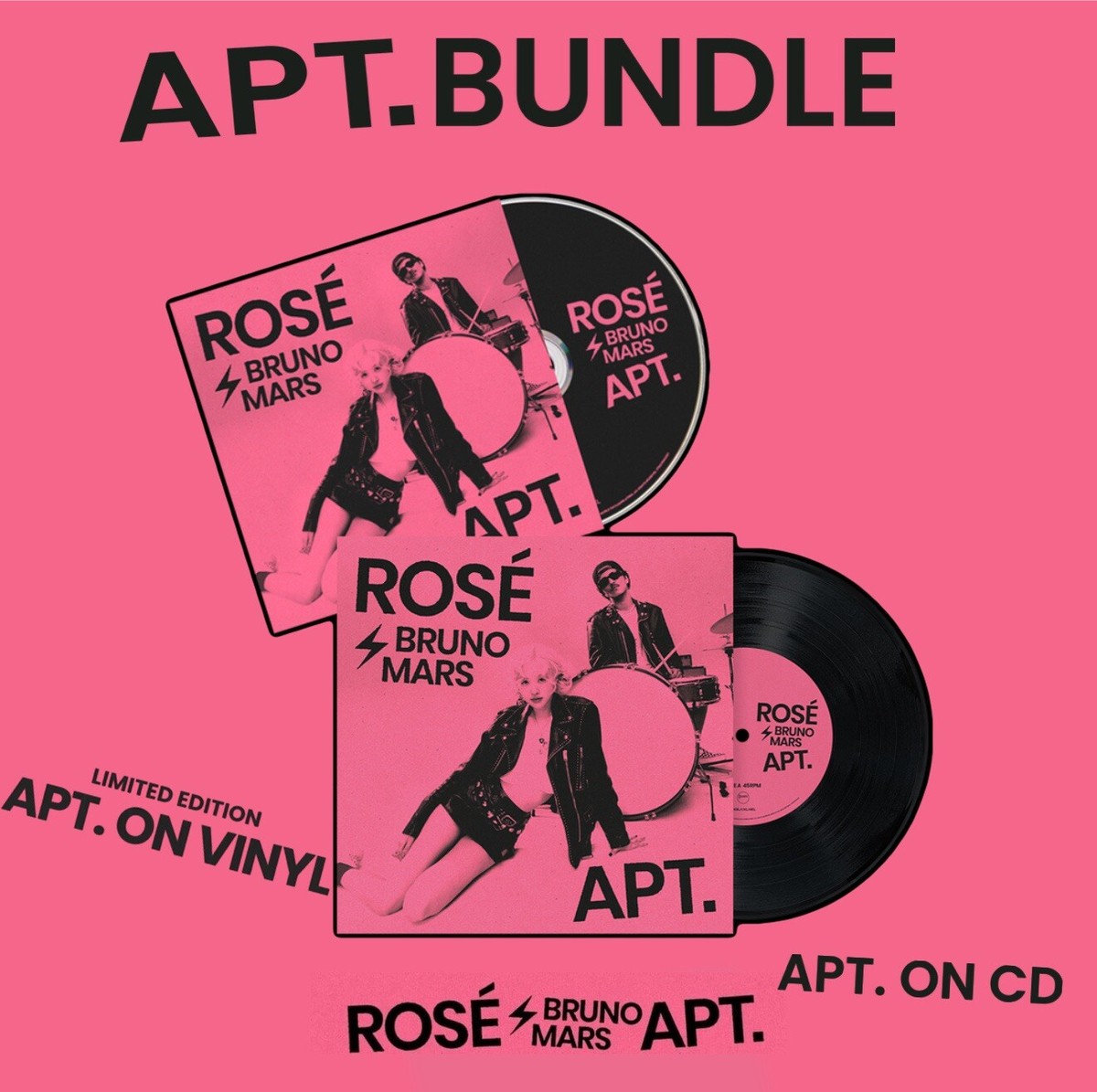 ROSÉ, BRUNO MARS APT. BUNDLE 7” BLACK VINYL + CD SINGLE NEW | eBay UK
