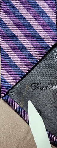Lot of 11 Faconnable Men's Ties 100% Silk Purple Striped Paisley Geometric - Picture 23 of 24