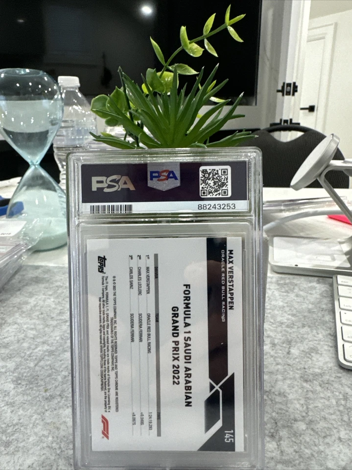 2023 Topps Chrome Formula 1 F1 Max Verstappen #145 Gold Wave /50 PSA 10 POP 1 - Image 2 of 4