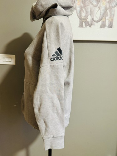 ADIDAS Girl's ZNE 2 Gray Zip Hooded Sweatshirt Track Top Cw0763 Size 14Y - Picture 4 of 7