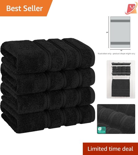 Cotton Hand Towel Set of 4, 28x16 Inches, Super Absorbent, Bathroom Kitchen