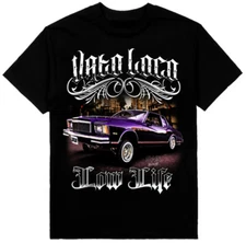 Vato Loco Low Rider Monte Carlo T-Shirt Print On Shaka Wear Heavyweight Tee