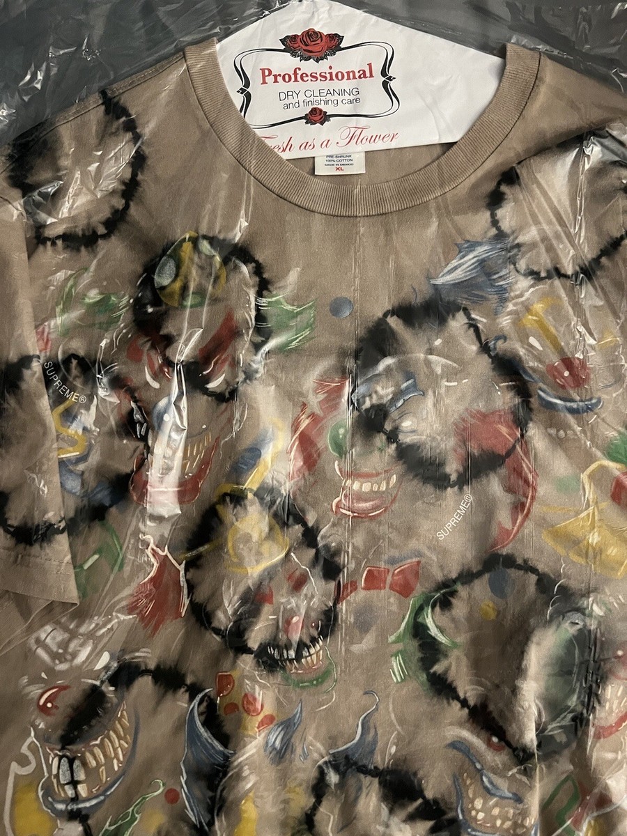 Tシャツ・カットソー Supreme Clowns Tee Bleached WEEK 17 AW FW 19 2019 Supreme FW19 Week 17 Clowns Tee Clown Printing Short Sleeve
