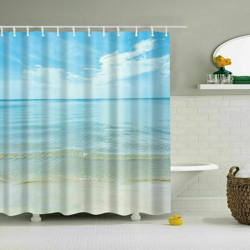 Ozean Thema Sonnenschein Strand Welle Dusche Vorhang Badezimmer Wasserdicht Stoff 71*71" - Bild 23 von 40
