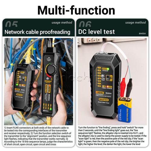 Aneng M469A Multifunktionaler RJ45 RJ11 Netzwerkkabel Tracker Netzwerkanalysator - Bild 12 von 26