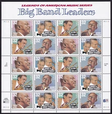 Scott #3099a (3096-99) Big Band Leaders Full Sheet of 20 Stamps - MNH