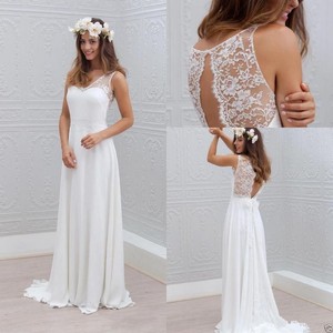 Simple Bohemian Style Wedding Dress A Line White Ivory Bridal Gown Image Is Loading Simple Bohemian Style Wedding Dress A Line White
