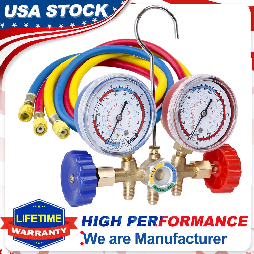 HVAC Manifold Gauge Set AC A/C Charging Service Air Conditioner  Professional Kit | eBay