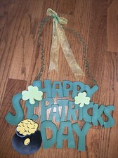 HAPPY ST PATRICKS DAY Irish Simply Lucky Wooden Door Wall Decoration Hanger 14  