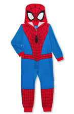 Boys Spiderman One Piece Pajamas Costume Hoodie Union Suit 4 6 7 10 12 Halloween