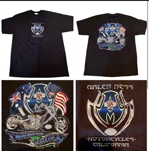 T-shirt vintage Alien Ness Motorcycles California circa 2003, nera, grande - Foto 2 di 7