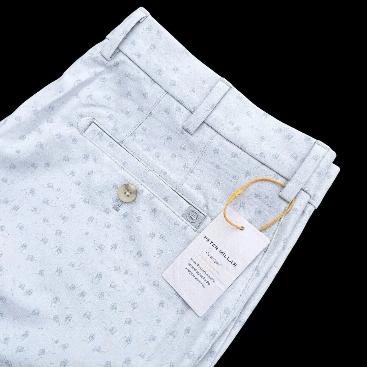 Peter Millar Crown Sport Salem Golf Carts Performance Shorts British Gray 40