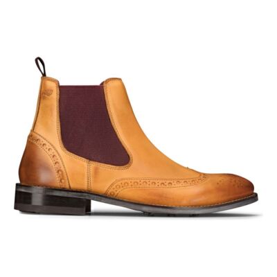 London Brogues Henry Men's Leather Brogue Boots Brown Tan
