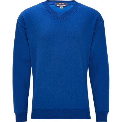Trojan Mens V-Neck Blue Thermal Sweatshirt Pullover Jumper Premium Workwear  UK