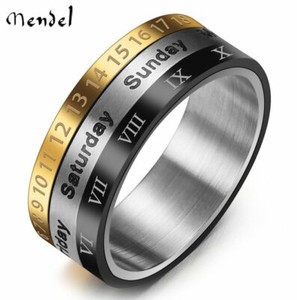 Authentic MENDEL Black Gold Plated Rotatable Calendar Time Ring Size 7-11