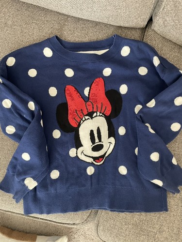 Super Cute DISNEY GIRL'S GAP KIDS BLUE POLKA DOT MINNIE MOUSE SEQUIN BOW XL 12 - Picture 3 of 9