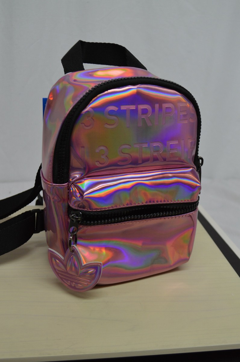 NEW Adidas Mini Pink Hazy Rose Metallic Iridescent Backpack