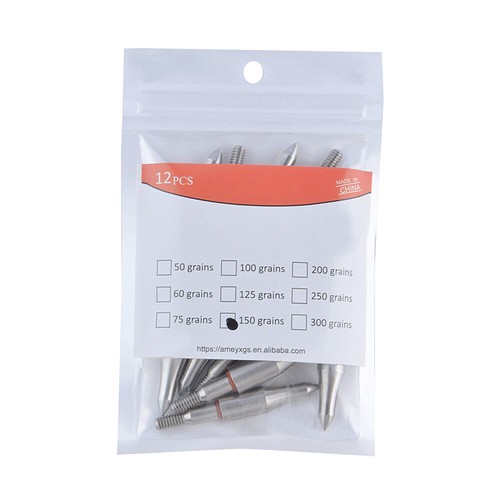 12X Archery Arrowhead Stainless Steel 75-300gr Screw In Point Bow Hunting Target - Picture 17 of 23