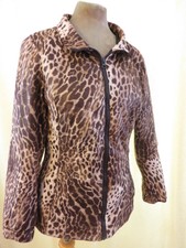 Hawke & Co Leopard Print Quilted Zip Front Jacket Coat Mac Size Small