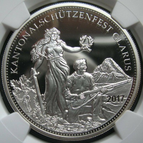 Switzerland 50 Francs 2017 Silver Proof Coin Glarus Shooting Festival NGC PF70 - Picture 2 of 4